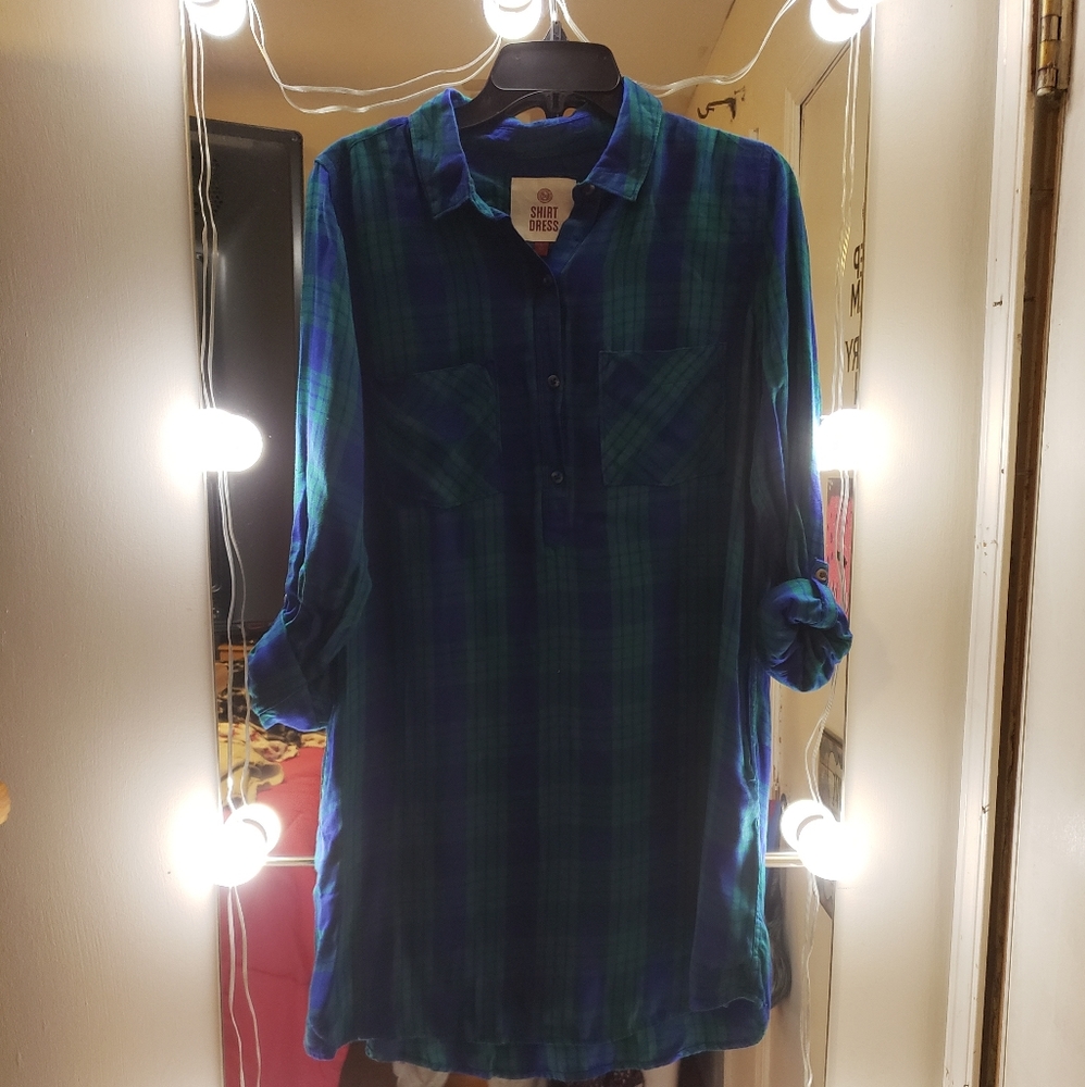 Plaid shirt dress